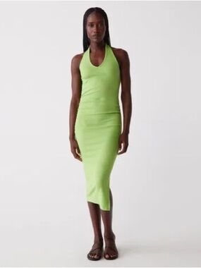 Michael Stars Halter Midi Dress in Lime Green Size M